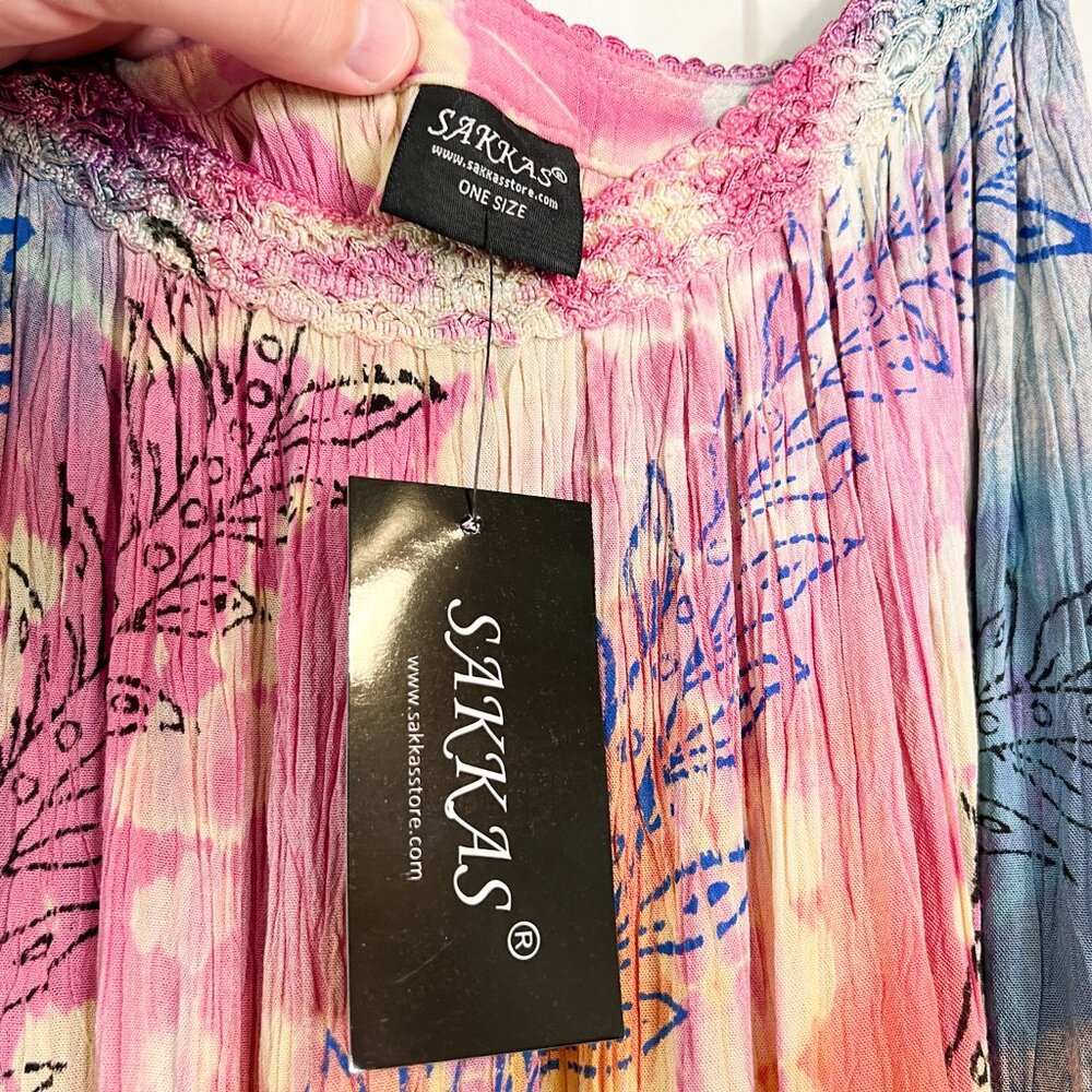 Sakkas Amalia Picot Trim Scoop Neck Tank with Sequins and Embroidery - Fuchsia - Picture 6 of 8